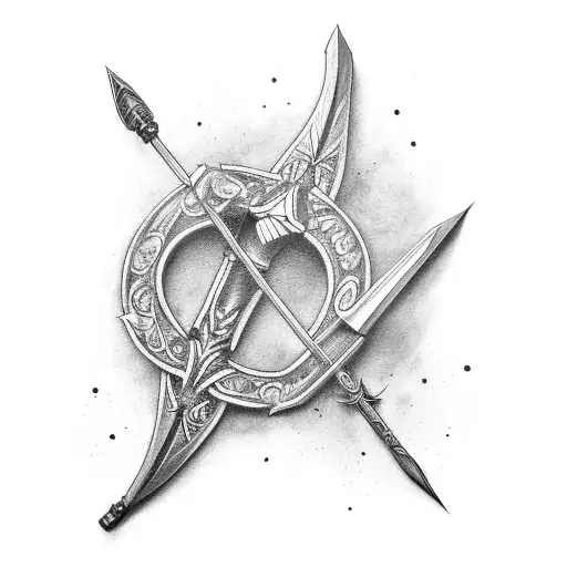 nordic bow and arrow tattoo design idea