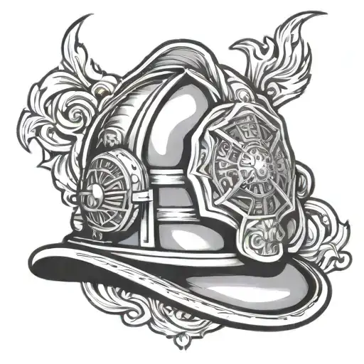 firefighter helmet tattoo design idea