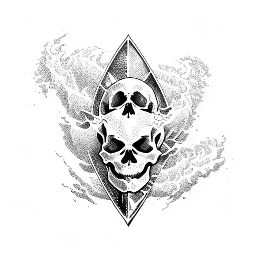 skeleton surfing big wave tattoo design idea