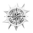 north and south compass surrounded by rose vine tattoo design idea