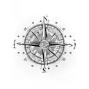 north and south compass surrounded by rose vine tattoo design idea