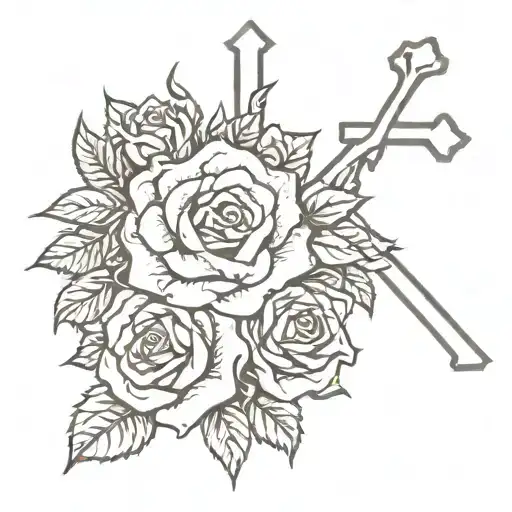 rose and cross tattoo tattoo design idea