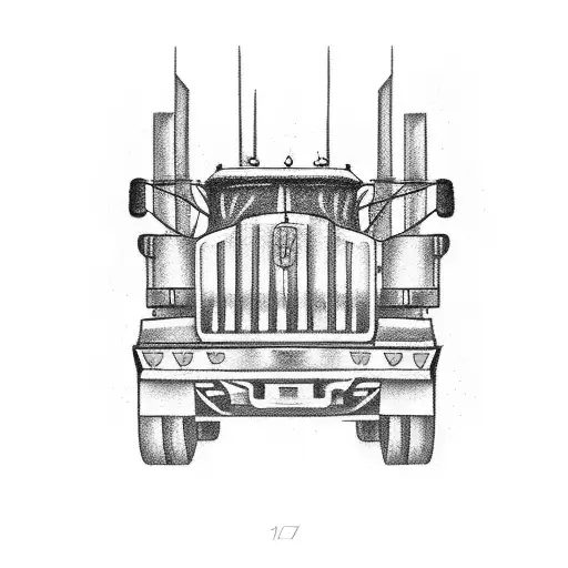 18-wheeler with rest in peace  tattoo design idea