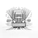 18-wheeler with rest in peace  tattoo design idea