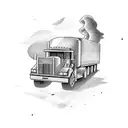 18-wheeler with rest in peace  tattoo design idea