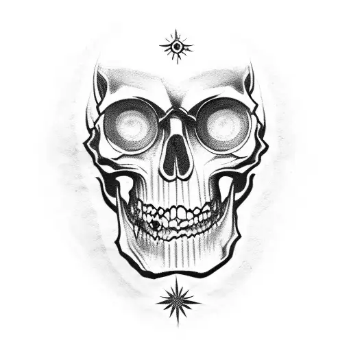 piston skulls compass tattoo design idea