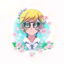 Un tatouage représentant le personnage principal de Le voyage de Chihiro entouré de fleurs tattoo design idea