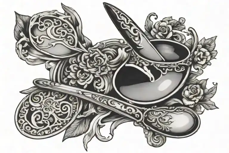 when you are not fed love on a silver spoon you learn to lick it off knives  tattoo design idea