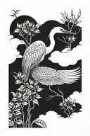 egret tattoo design idea