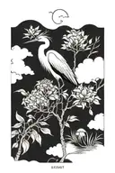 egret tattoo design idea