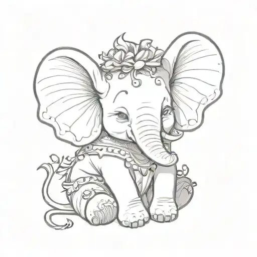 rata dumbo durmiendo con media oreja mordida tattoo design idea