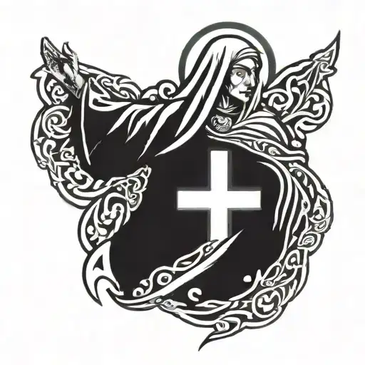 Italian flag ripping nuns spine tattoo design idea