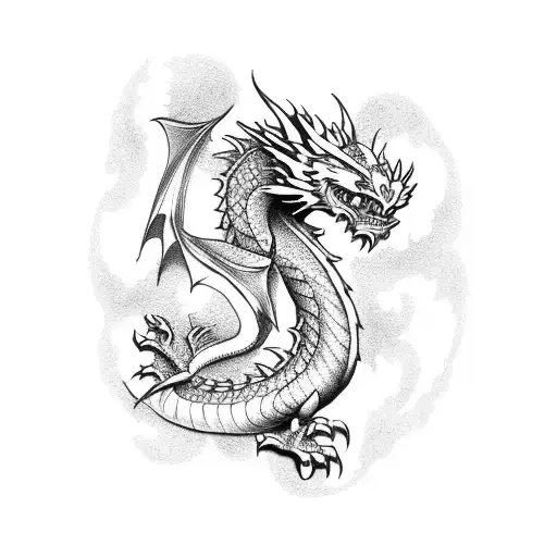 Dragon excavator tattoo design idea