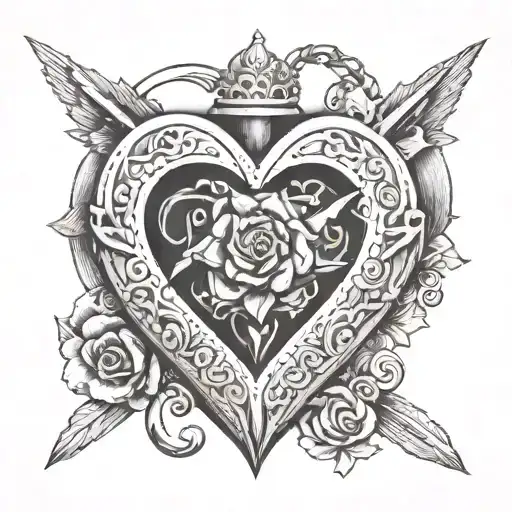 bulletproof heart shaped locket tattoo design idea