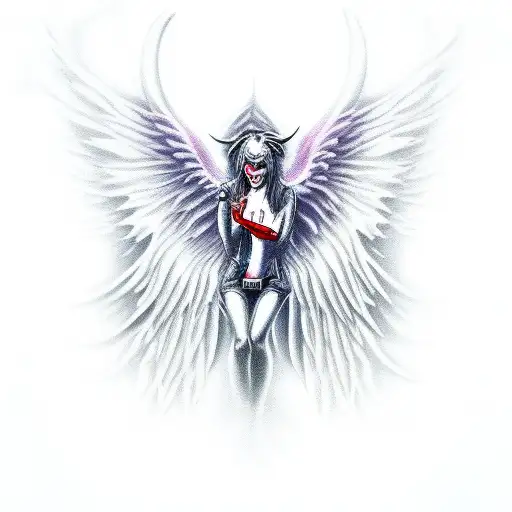 angel killing demon tattoo design idea