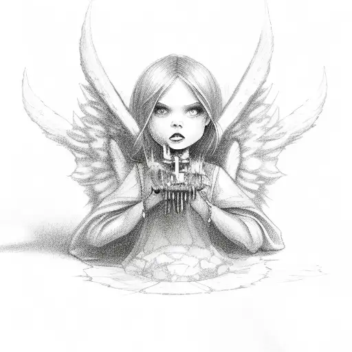 angel killing demon tattoo design idea