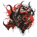 Demon shadow blood evil tattoo design idea