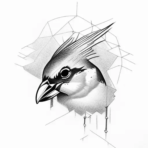 tiny finch bird tattoo design idea