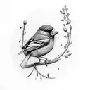 tiny finch bird tattoo design idea