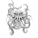poseidon fights with octopus tattoo design idea