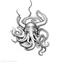 poseidon fights with octopus tattoo design idea
