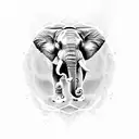 elephant woth butterfly and roses tattoo design idea