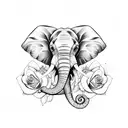 elephant woth butterfly and roses tattoo design idea