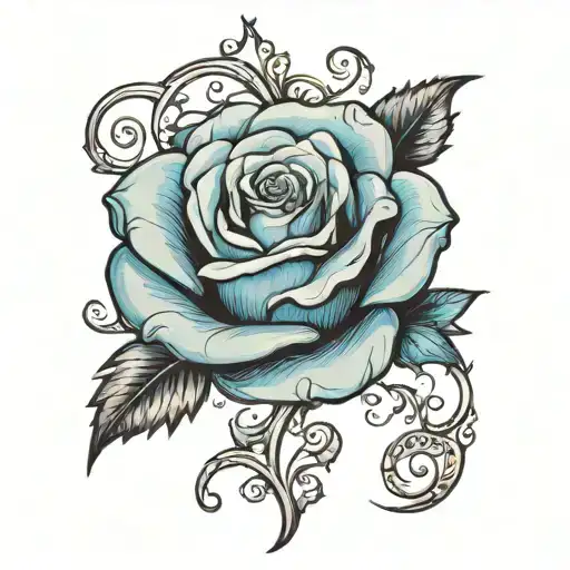 Symbol of hope, kindness, light blue rose, forgiveness, fight no matter condition, lost in love   tattoo design idea