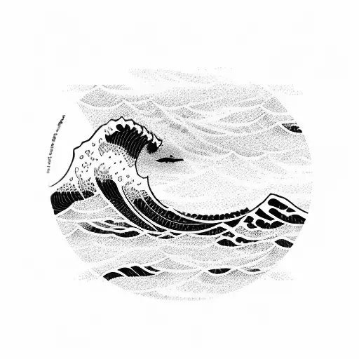 Japanese ocean wave surf  tattoo design idea