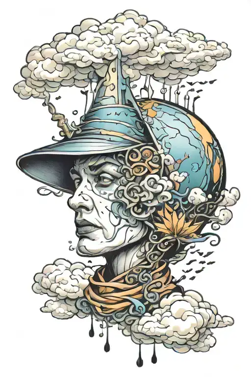 changeling coming from the dark clouds tattoo design idea