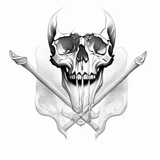 skull with hand over nose and mouth tattoo design idea