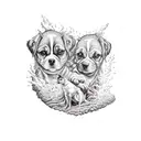 Volcano with the numbers 312 and two dogs dancing on top tattoo design idea