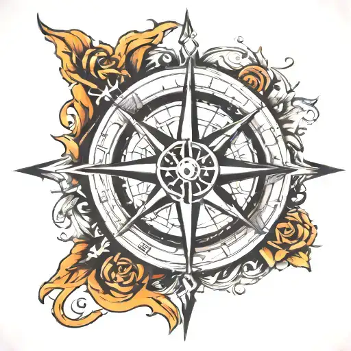 broken compass tattoo design idea