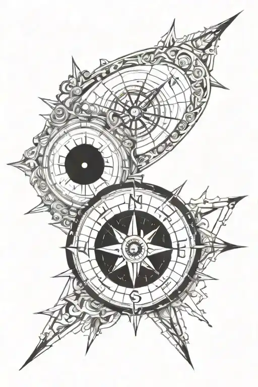 broken compass tattoo design idea