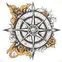 broken compass tattoo design idea