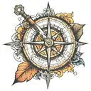 broken compass tattoo design idea
