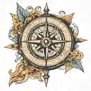 broken compass tattoo design idea