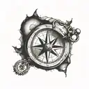 broken compass tattoo design idea