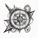broken compass tattoo design idea