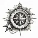 broken compass tattoo design idea