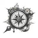 broken compass tattoo design idea