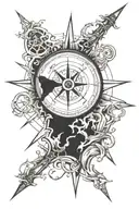 broken compass tattoo design idea