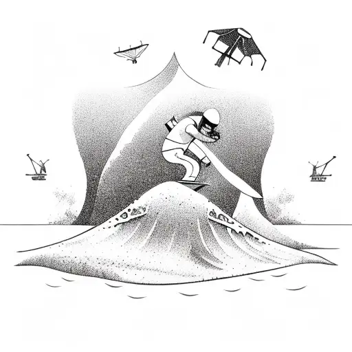 beach and snowboarding  tattoo design idea