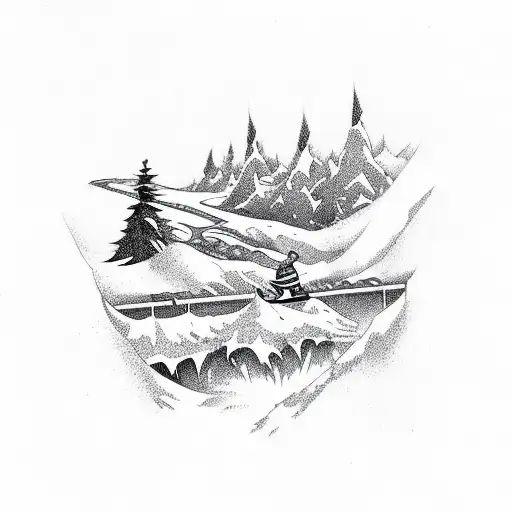 snowboarding with letters MLK tattoo design idea