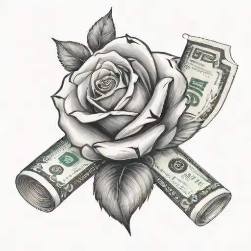 rose and money tattoo design idea