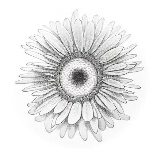 A cloud-shaped daisy floating in the air surrounded by silence tattoo design idea
