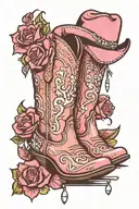 cowboy boots, diamonds, pink, girly, country tattoo design idea