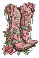 cowboy boots, diamonds, pink, girly, country tattoo design idea