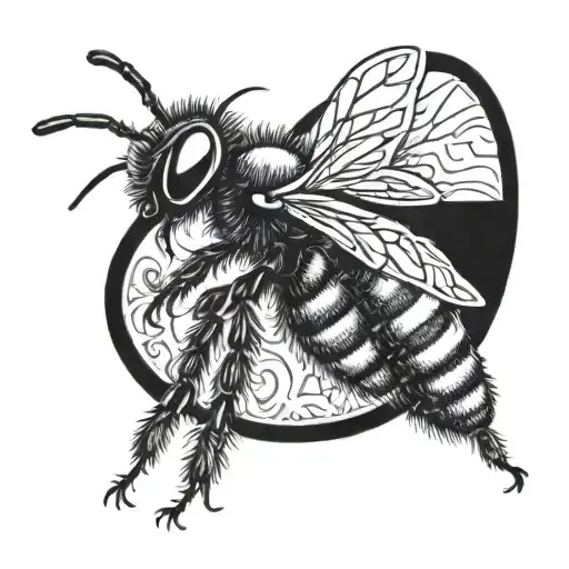 Blackwork "A Small Design Of A Bee That Is Also In..." Tattoo Idea