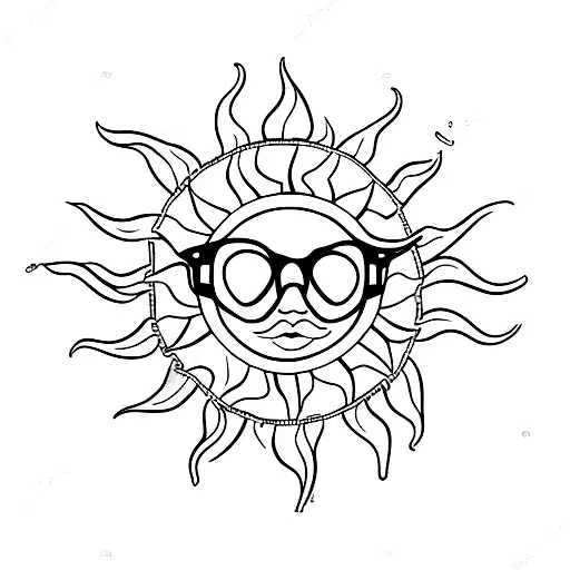 Sun in heart sunglasses tattoo design idea